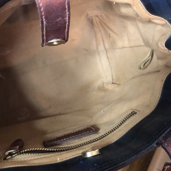 RALPH LAUREN Black Watch Plaid Coated Canvas and Leather Tote Shoulder Bag - Picture 16 of 17